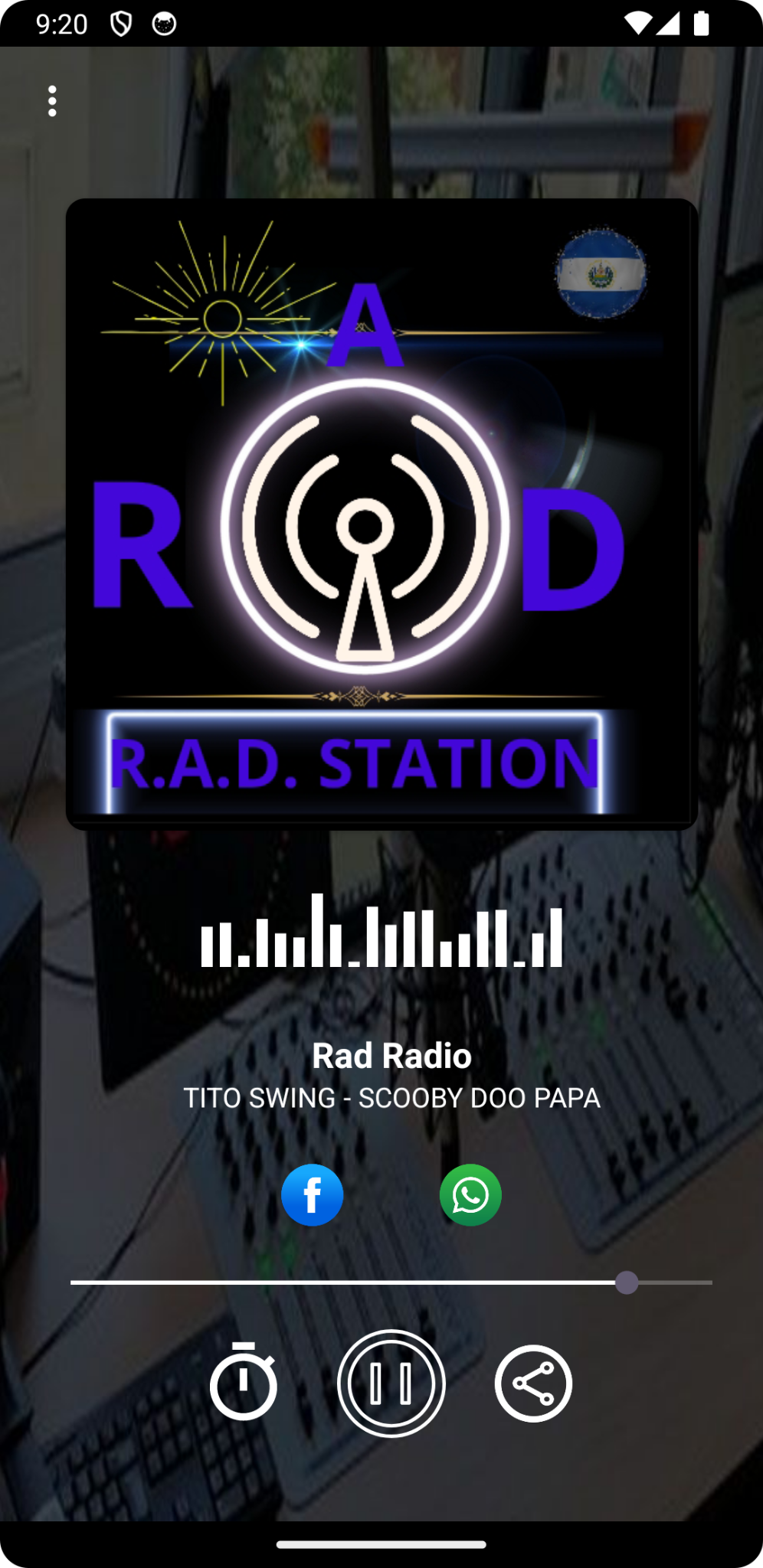 Reproductor de la aplicación Rad Radio